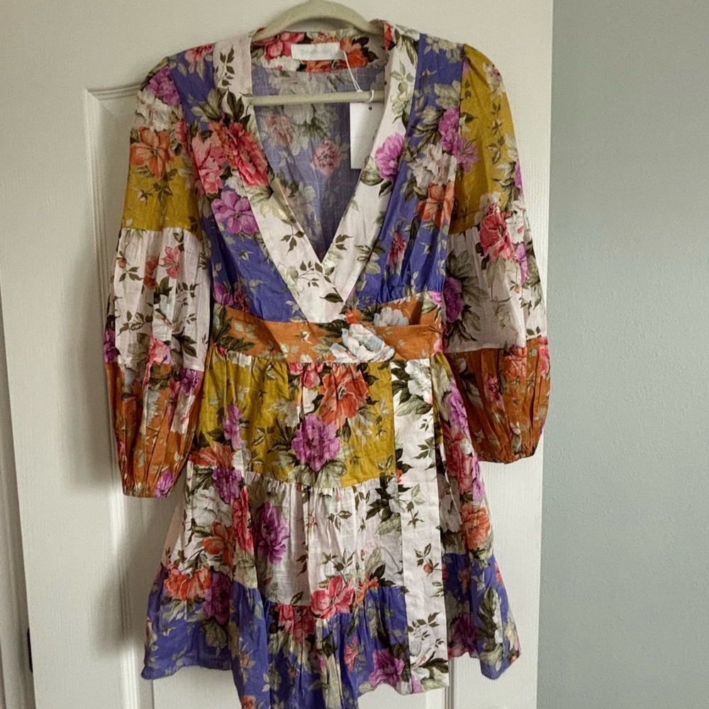 Zimmermann Spliced Floral Wrap Dress